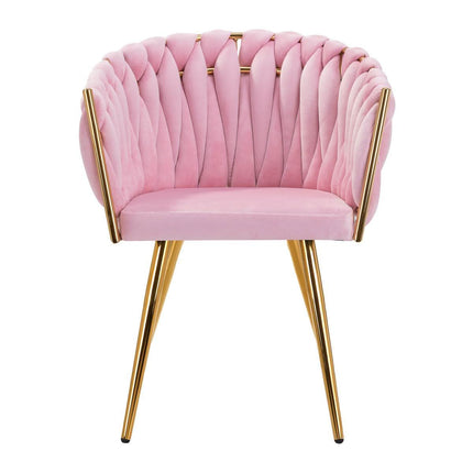 4Rico salonų kėdė rožiniu aksomu makiažo kabinetui elegantiškas dizainas