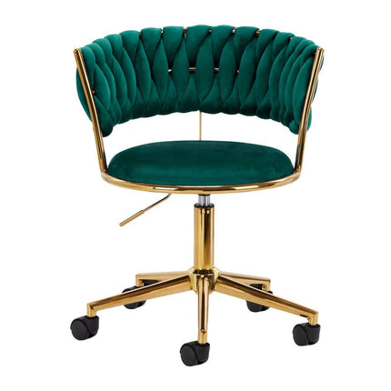 4RICO QS-GW01G žalia aksominė meistro kėdė grožio salonui – elegantiškas dizainas