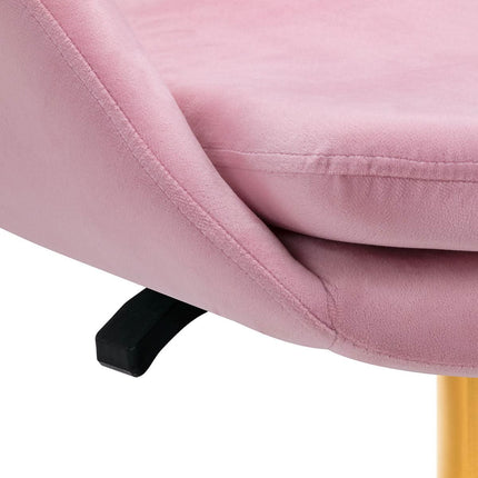 4Rico grožio salono kėdė – rožinis aksomas, ergonomiškas dizainas, auksinis pagrindas