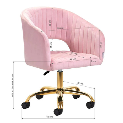 4RICO salonų meistro kėdė rožinė – ergonomiška sėdima vieta antakių, pedikiūro ir makiažo studijoms