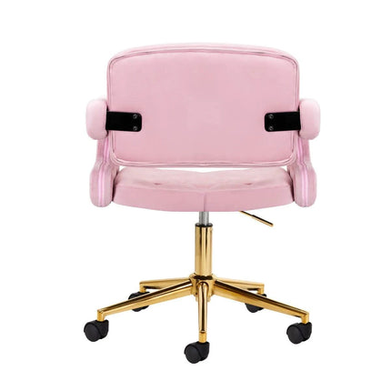 4Rico meistro kėdė grožio salonui rožiniu aksomu – stilinga ir ergonomiška