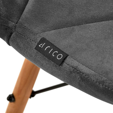 4RICO QS-186 pilka kėdė – modernaus dizaino laukiamojo baldas su aksominiu audiniu