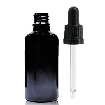 Stiklinis buteliukas su pipete 50 ml, juodas