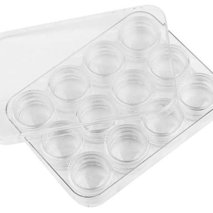 BeautyKit plastikiniai indeliai 3 ml dekoracijoms ir mėginukams, 12 vnt. rinkinys profesionaliems salonams