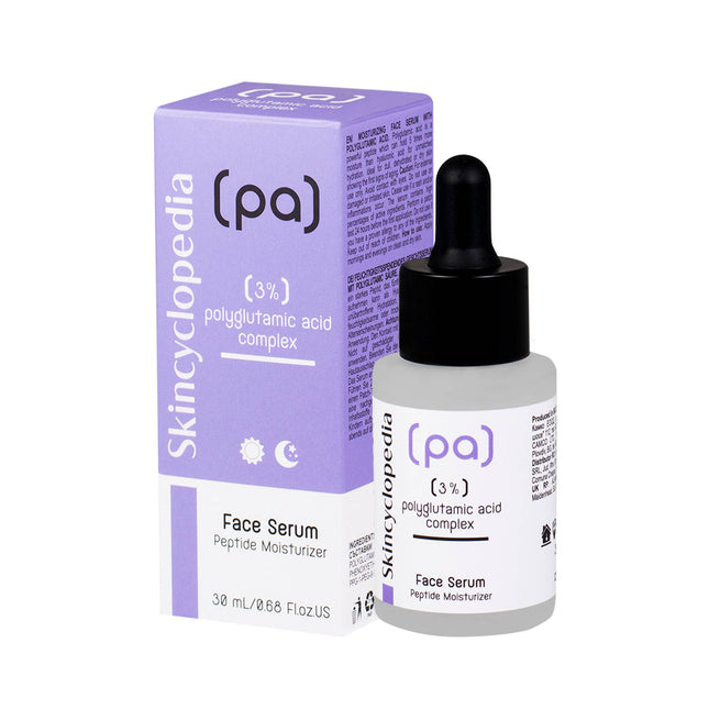 Skincyclopedia drėkinamasis veido serumas su 3% poliglutamo rūgšties kompleksu 30ml – intensyvus odos drėkinimas