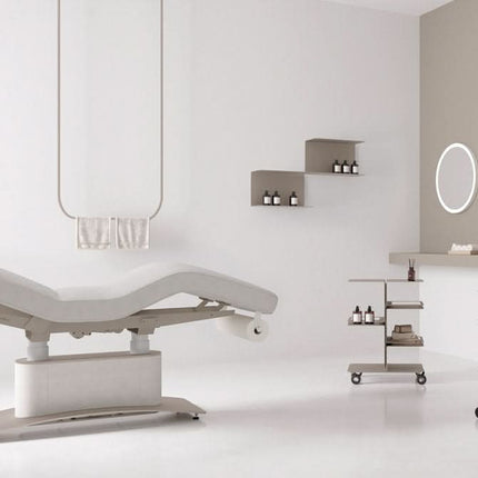 Elektrinis masažinis gultas sidabro aukso spalvos VISMARA Arcus aukščiausios klasės SPA salonams