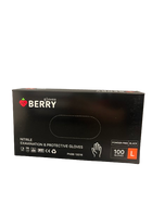 BERRY Gloves vienkartinės nitrilinės pirštinės Berry Black L dydžio juodos spalvos profesionaliam salonų naudojimui