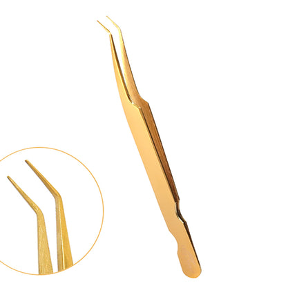 Lena Lashes Professional 45° lenktas pincetas 012 – tikslus blakstienų priauginimo įrankis kosmetologams