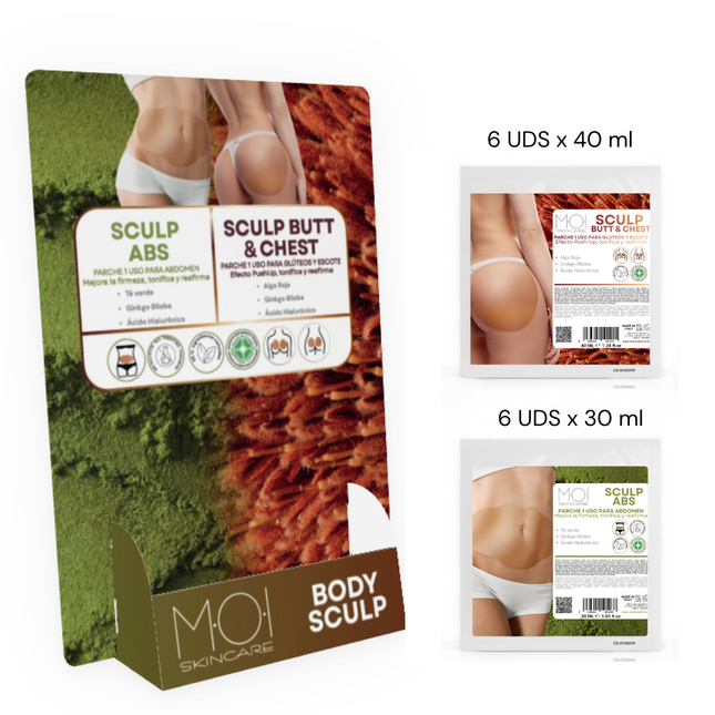 BeautyKit BODY SCULP tonizuojančios kaukės pilvui, sėdmenims ir dekoltė – profesionalus kūno modeliavimas (12 vnt.)