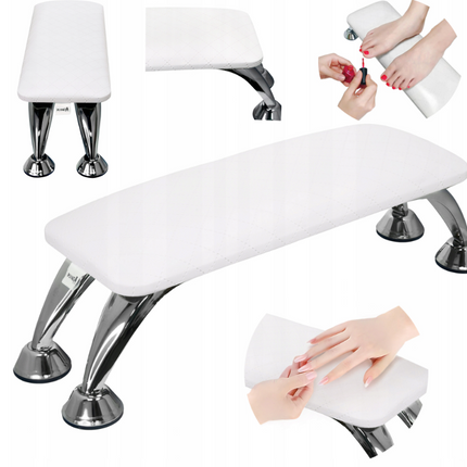 BeautyKit baltas manikiūro porankis – ergonomiškas atrama rankai profesionaliame manikiūro salone