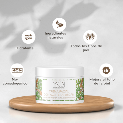M·O·I Skincare profesionalus veido kremas argano aliejumi – maitinantis kosmetologinis preparatas salonams 125 ml