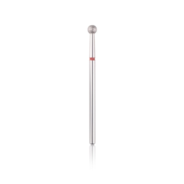 HEAD THE BEAUTY TOOLS deimantinis antgalis ball RED Ø3.5 mm – profesionalus manikiūro ir pedikiūro frezavimo įrankis salonams