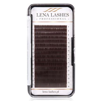 Lena Lashes Professional Volume C 0.07 Mix Dark Brown blakstienos apimties metodui – profesionalios tamsiai rudos blakstienos