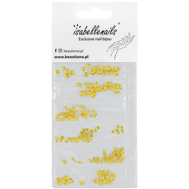 Nagų dekoracijos - auksinės 3D jūros kriauklelės, 200 vnt. - Beauty Kit