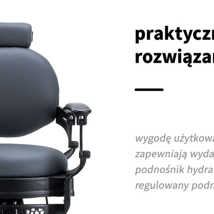 Barberio kėdė hidraulinė GABBIANO Niccolo, grafito lygi (be sagų)