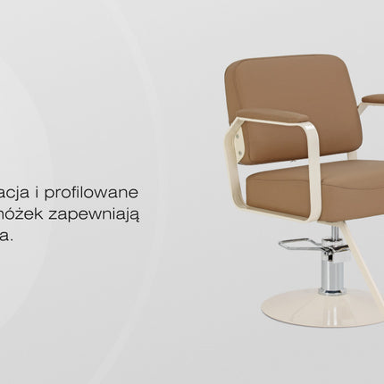 Hidrauliskais frizētavas krēsls OMEGA Aurora, gaiši brūns