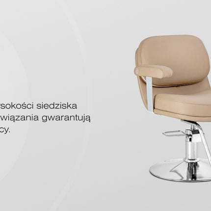 Kirpyklos kėdė hidraulinė OMEGA Astra, smėlio spalvos
