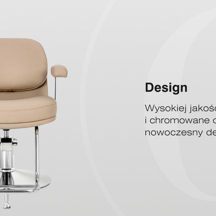 Kirpyklos kėdė hidraulinė OMEGA Astra, smėlio spalvos