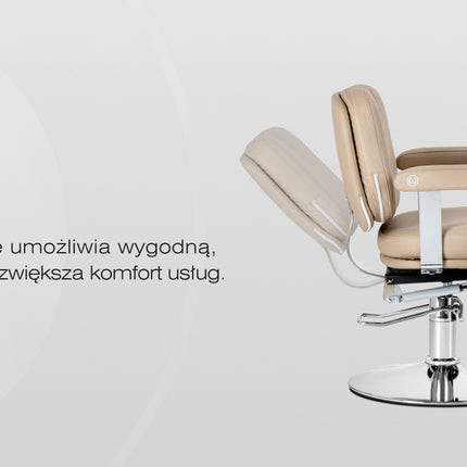 Kirpyklos kėdė hidraulinė OMEGA Astra Plus, smėlinė