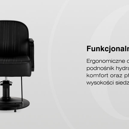 Kirpyklos kėdė hidraulinė OMEGA LUNA, juoda