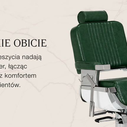 Barberio kėdė hidraulinė GABBIANO Royal X, žalia – nuotrauka 2
