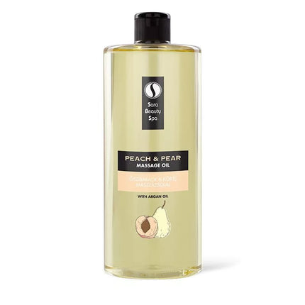 Sara Beauty Spa masažo aliejus Peach & Pear 1000 ml – profesionalus drėkinamasis aliejus salonams