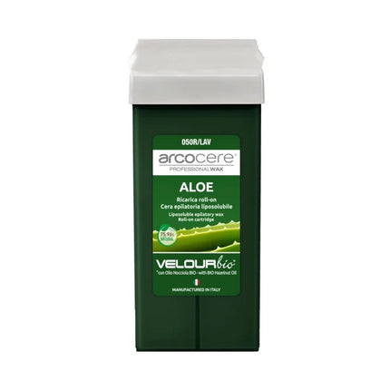 ARCOCERE depiliacinis vaškas kasetėje Aloe 100ml – profesionalus plaukų šalinimas salonams su alavijų ekstraktu