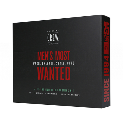 American Crew Most Wanted 4 in 1 Medium Hold vyriškas rinkinys plaukų priežiūros ir formavimo rinkinys