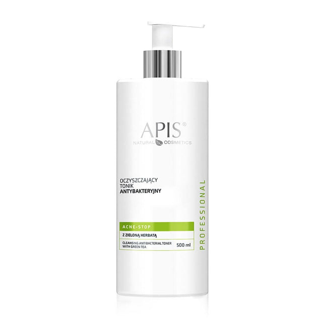 APIS ACNE-STOP antibakterinis valomasis tonikas su žaliąja arbata 500 ml – sprendimas riebiai ir spuoguotai odai