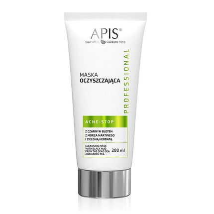 APIS ACNE-STOP valomoji kaukė su Negyvosios jūros juoduoju purvu ir žaliąja arbata 200 ml – kosmetika probleminei odai