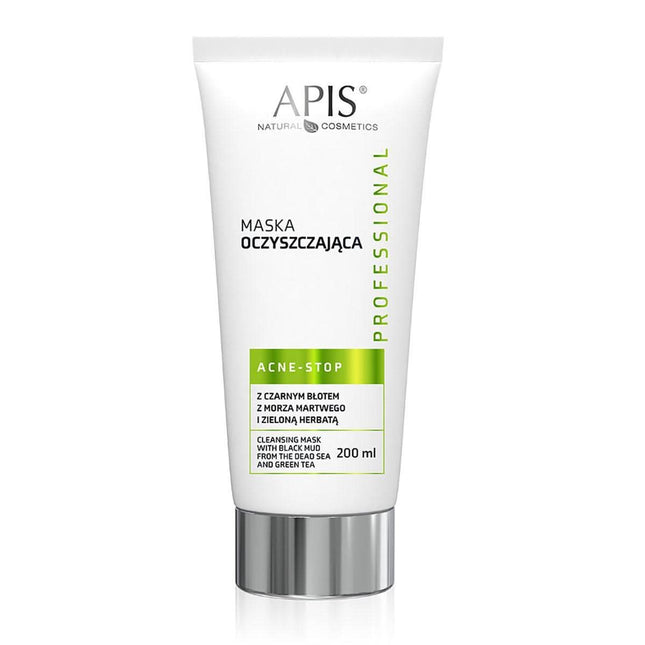 APIS ACNE-STOP valomoji kaukė su Negyvosios jūros juoduoju purvu ir žaliąja arbata 200 ml – kosmetika probleminei odai