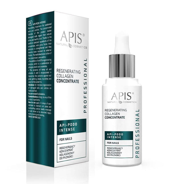 APIS API-PODO nagus regeneruojantis kolageno koncentratas 30ml – profesionali priemonė pažeistų, trūkinėjančių nagų atstatymu