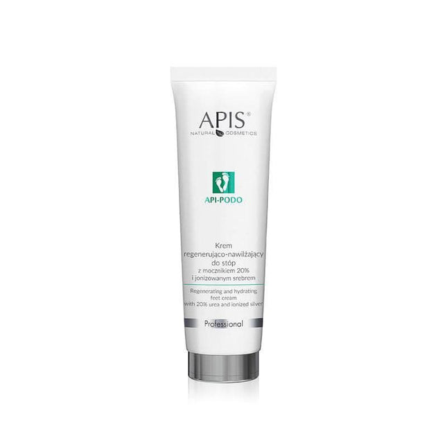 APIS API-PODO regeneruojantis drėkinantis pėdų kremas 20% šlapalu jonizuotu sidabru 100ml – sausa suragėjusi pėdų oda