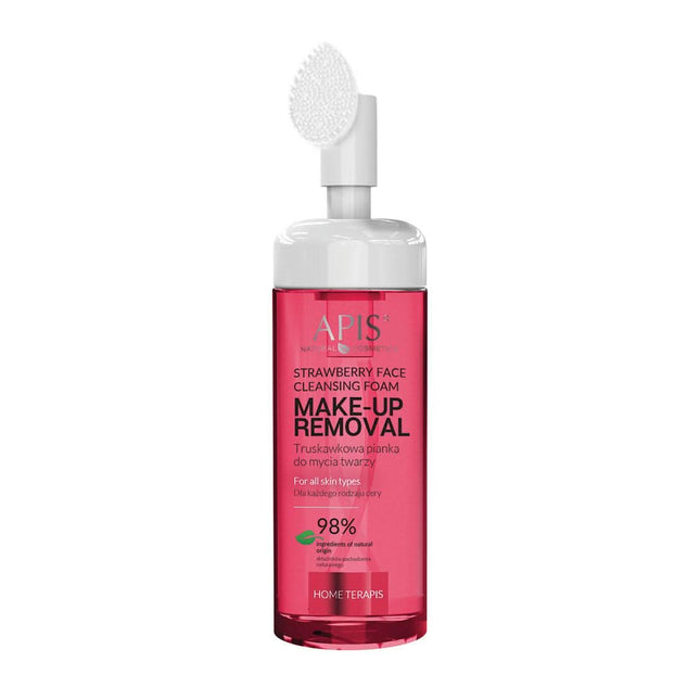 APIS veido valymo putos su braškių aromatu skutimui 150 ml – švelnus veido valymas, atkimša poras