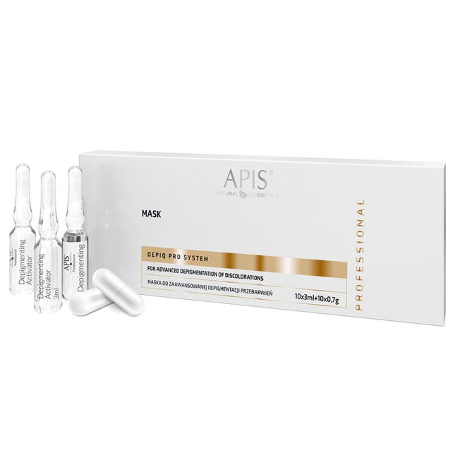APIS DEPIQ PRO SYSTEM koncentratas pigmentuotai odai 10x3ml – profesionalus depigmentacijos sprendimas kosmetologams