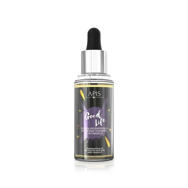 APIS GOOD LIFE regeneruojantis aliejus odelėms ir nagams su vitaminu E 30 ml – kosmetika nagų priežiūrai