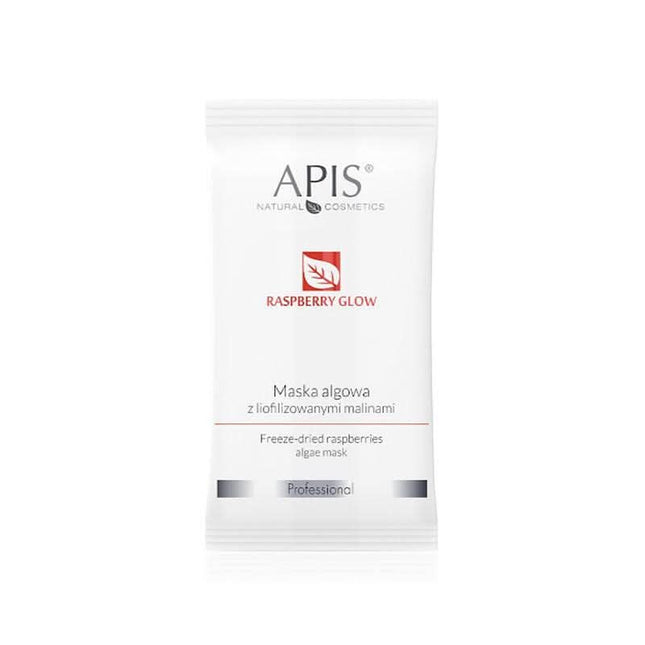 APIS Raspberry Glow alginate dumblių veido kaukė su liofilizuotomis avietėmis 20g – drėkinanti kosmetikos procedūra