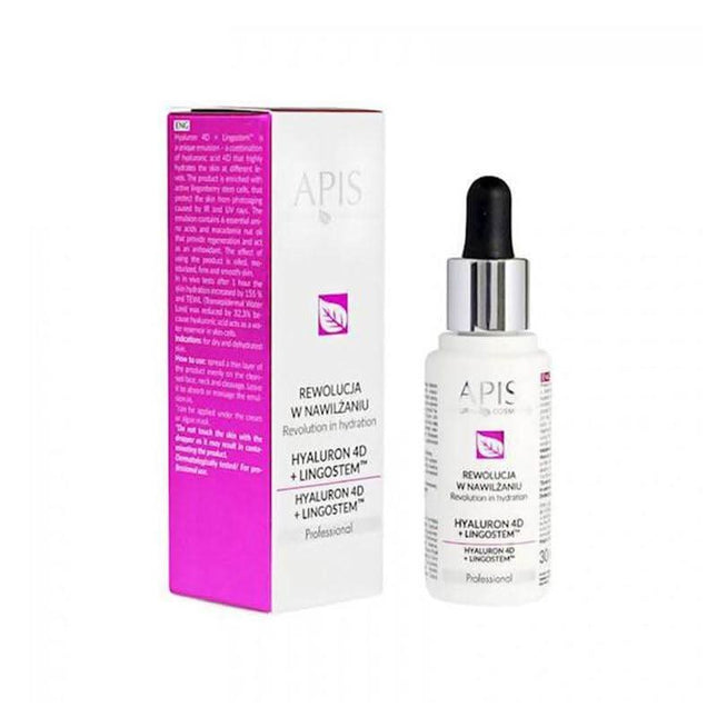 APIS Revolution drėkinantis serumas Hyaluron 4D + Ligostem 30 ml – kosmetika sausai dehidratuotai odai