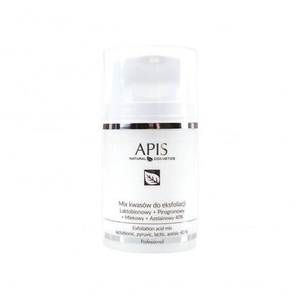 APIS 40% rūgščių mišinys – pieno, azelaino, piruvo, laktobiono rūgštys cheminiams šveitimams, 50 ml