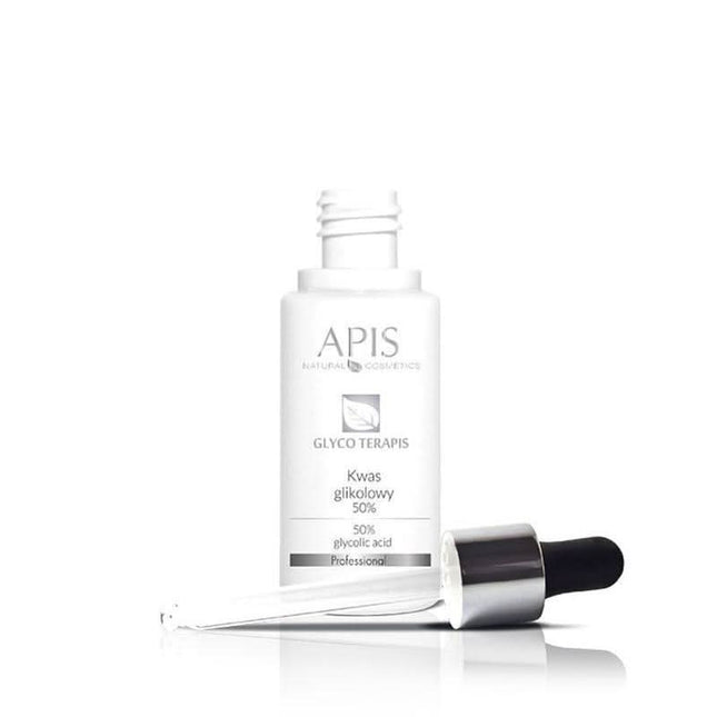 APIS TERAPIS glikolio rūgštis 50% 30ml – profesionalus cheminis pilingas pigmentacijai, aknei ir brandžiai odai