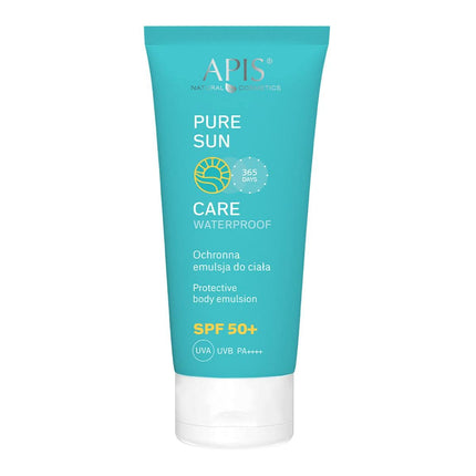 APIS apsauginė kūno emulsija SPF 50 200ml – apsauga nuo UVA/UVB, su kakavos sviestu, drėkinanti saulės kremas
