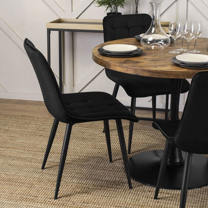Apvalus 100 cm saloninis stalas LINO juodas metalas ir ąžuolas kirpyklų laukiamajam