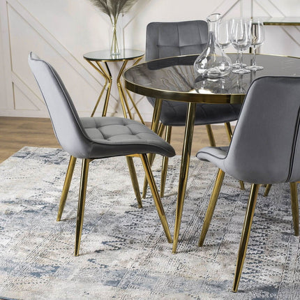 Mebel Elite apvalus stalas manikiūro studijos laukiamajam – TINGA 100 cm juoda auksinė