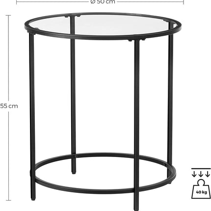 Hurtmeblowy LGT020B01 stiklinis šoninis staliukas kirpyklai – kompaktiškas 50x55 cm dizainas