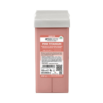 ARCOCERE Pink Titanium depiliacinis vaškas kasetėje 100ml – profesionalus plaukų šalinimas salonams