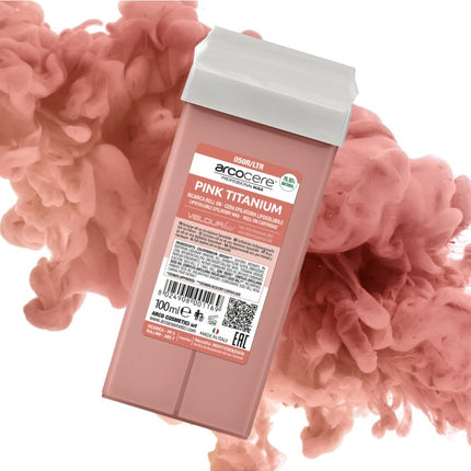 ARCOCERE 100ml kasetinis vaškas Pink Titanium – švelnus ir efektyvus depiliavimas profesionaliems kirpyklų specialistams