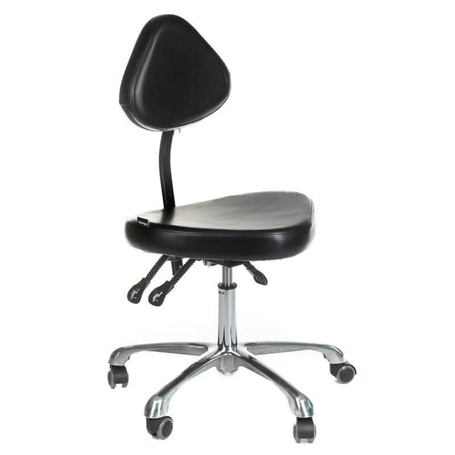 BS ATTE INKOO profesionali tatuiruočių meistro kėdutė su atlošu juoda – ergonomiška darbo vieta salonui