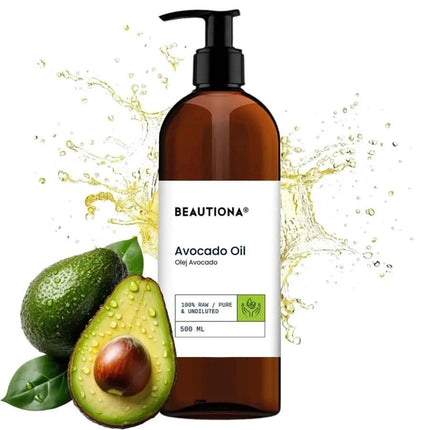 Beautiona 100% avokadų aliejus 500 ml – profesionalus masažo aliejus salonams ir spa procedūroms