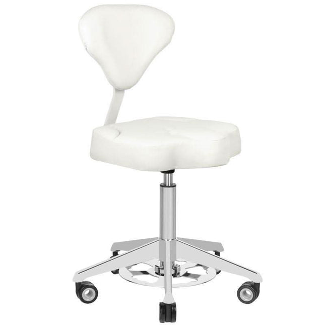 AZZURRO meistro kėdė 156F balta – ergonomiška baldai grožio salonui su atlošu ir profiliuota sėdyne