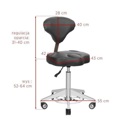 Ergonomiška balta kėdė su atlošu AZZURRO 156F – profesionalus baldas kosmetologui ir grožio meistrams